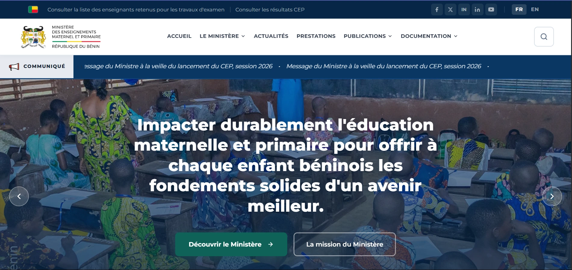 MEMP Portail ministériel — réalisé par David NOUTEHOUE